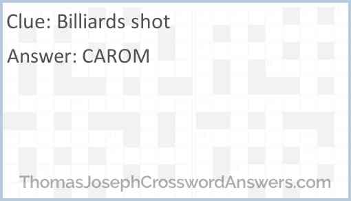 Tricky billiards shot nyt crossword