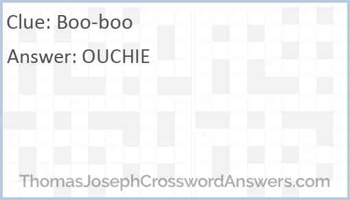 Boo boo crossword clue ThomasJosephCrosswordAnswers com