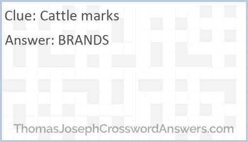Cattle marks crossword clue ThomasJosephCrosswordAnswers com