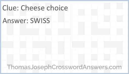 Cheese choice Answer