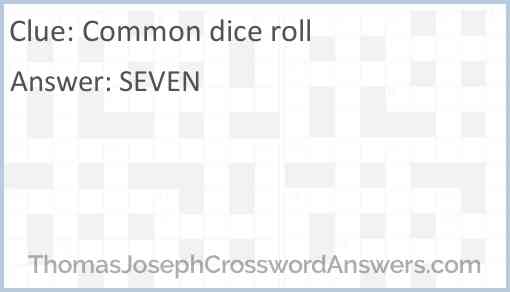 Good craps roll crossword clue puzzle