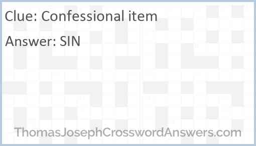 Confessional item Answer