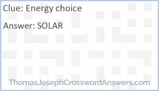 Energy choice Answer