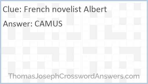French novelist Albert crossword clue ThomasJosephCrosswordAnswers com