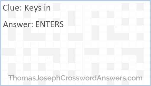 Keys in crossword clue - ThomasJosephCrosswordAnswers.com