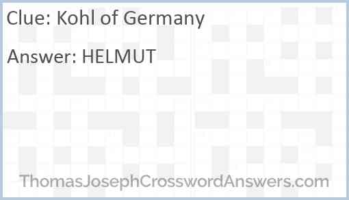 Kohl of Germany Answer