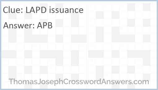 LAPD issuance Answer