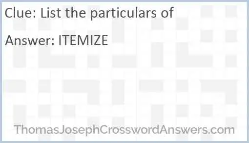 job particulars idiomatically crossword