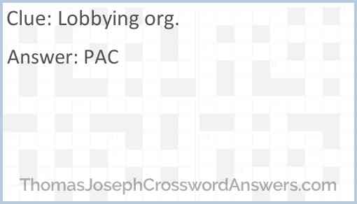 Lobbying org. Answer