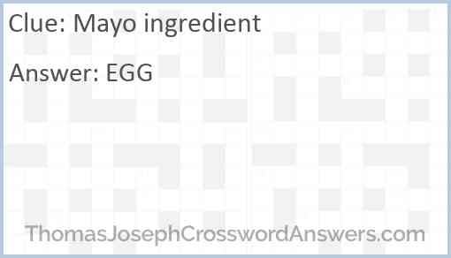 Mayo ingredient Answer