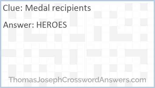 Medal recipients Answer
