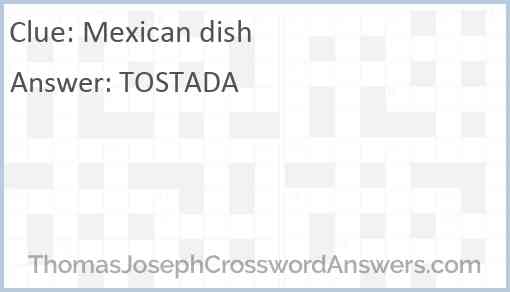 Mexican dish Answer