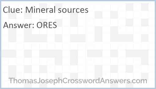Mineral sources Answer