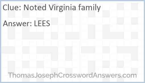 Noted Virginia family Answer