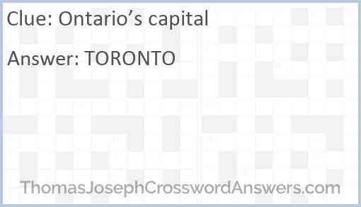Ontario’s capital Answer