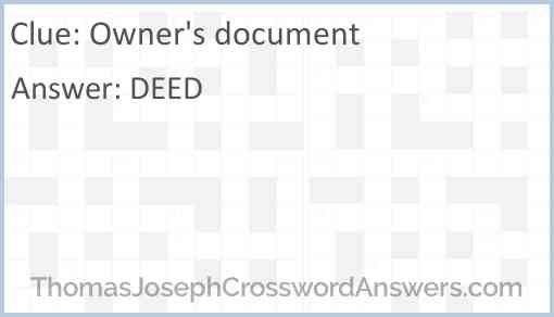 Owner’s document Answer
