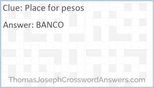 Place for pesos Answer