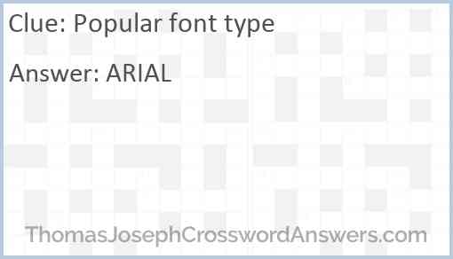 popular typeface crossword clue