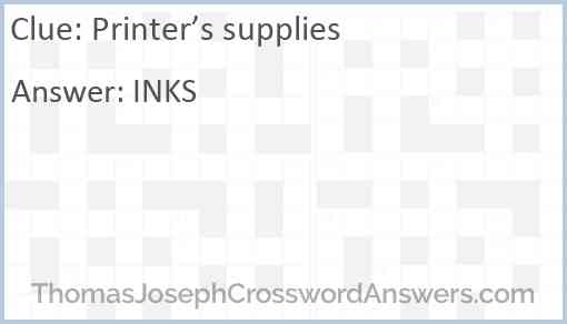 Printer’s supplies Answer