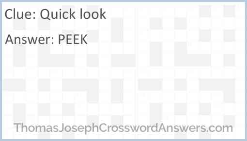 quick look over the shoulder crossword