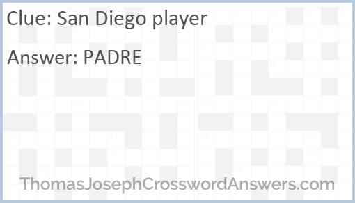 San Diego player Answer
