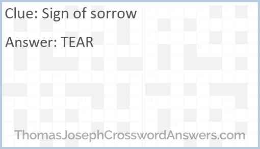 Sign of sorrow Answer