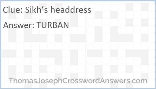 Sikh’s headdress Answer
