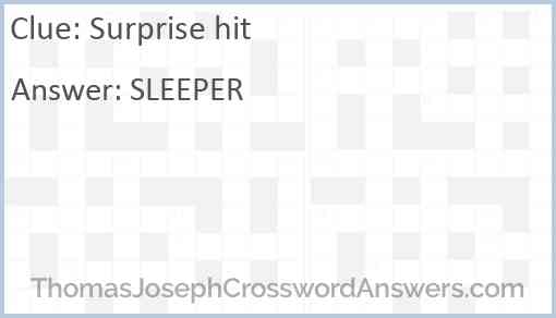 Surprise hit crossword clue ThomasJosephCrosswordAnswers com
