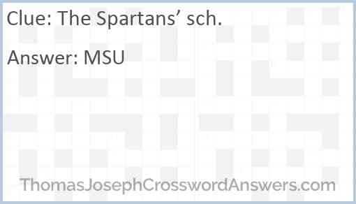 The Spartans’ sch. Answer