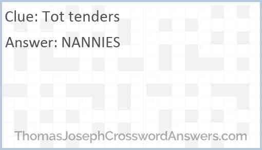 Tot tenders crossword clue ThomasJosephCrosswordAnswers com