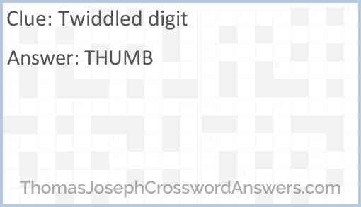 Twiddled digit crossword clue ThomasJosephCrosswordAnswers com